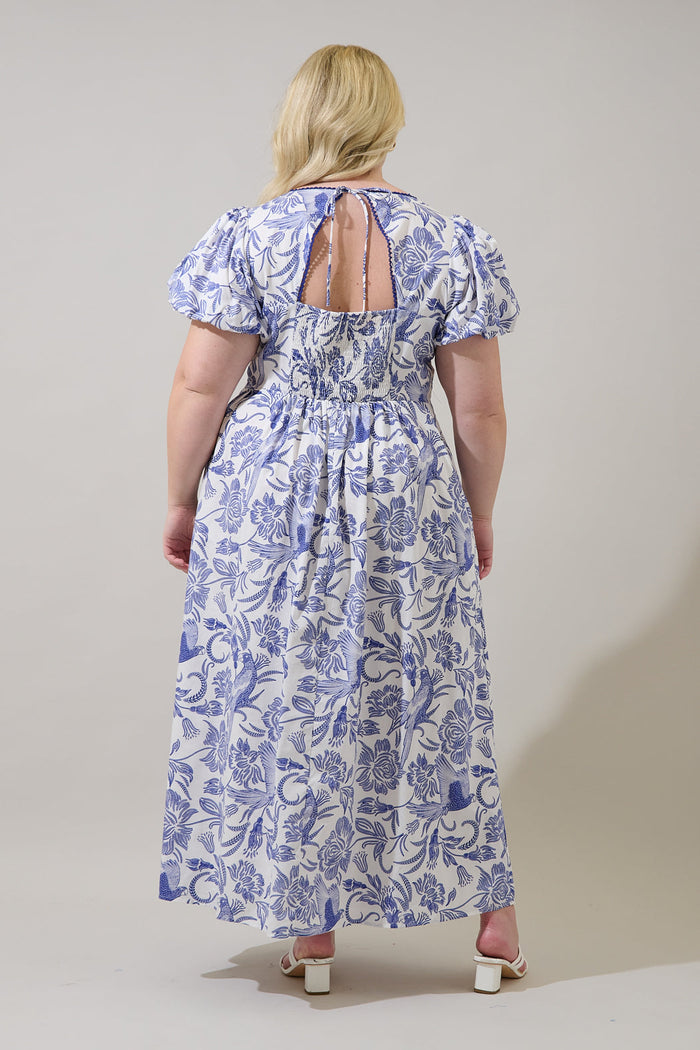 Jaylene Pleated Maxi Dress Virda Floral Curve