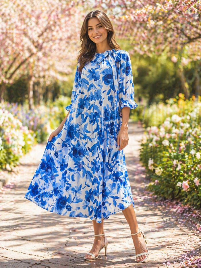 Jocelyn Royal Blue Floral Dress