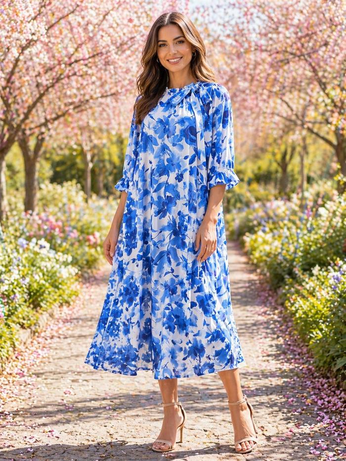 Jocelyn Royal Blue Floral Dress