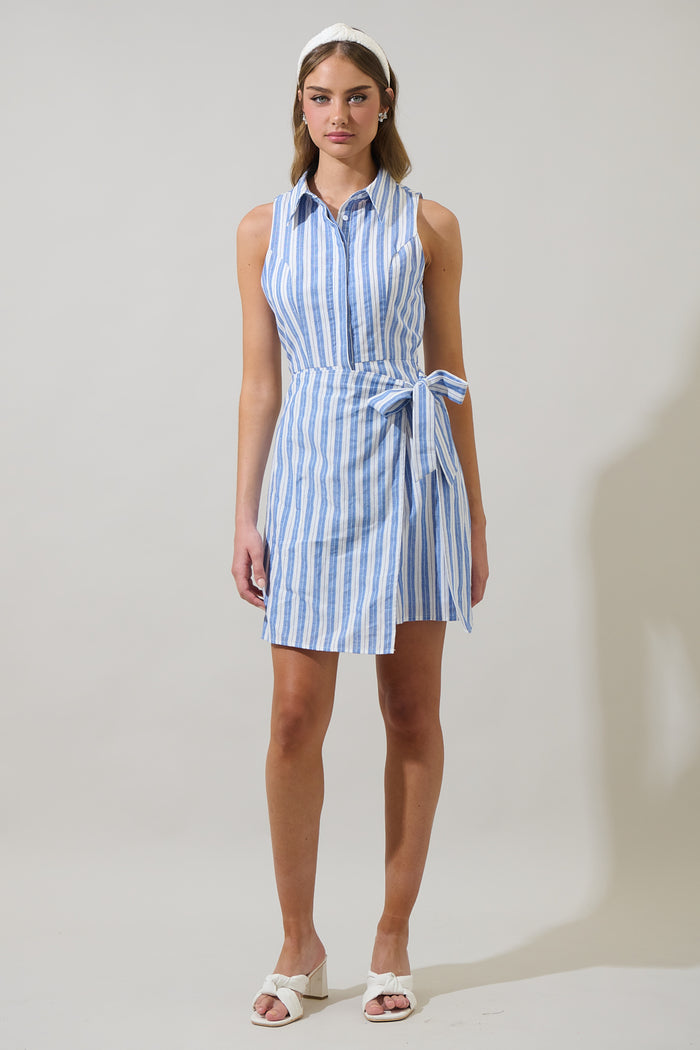 Joncy Striped Dalie Sleeveless Mini Dress
