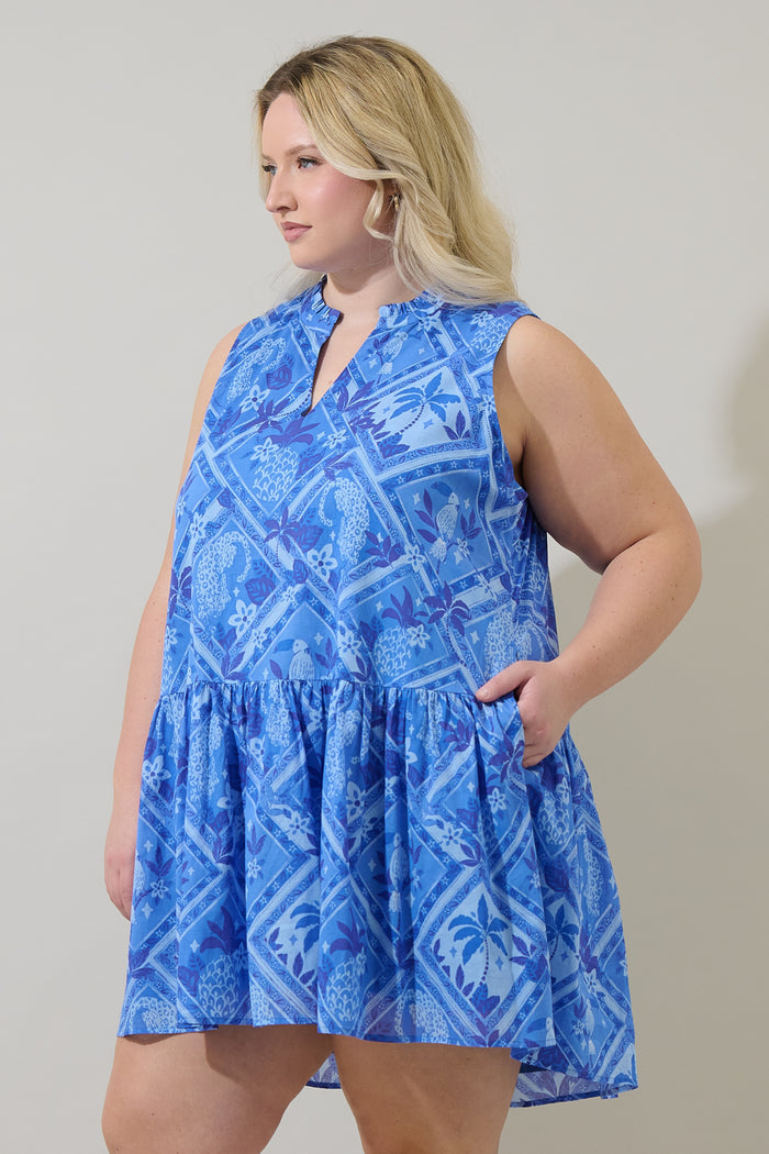 Kaidy Tropical Loly Trapeze Mini Dress Curve