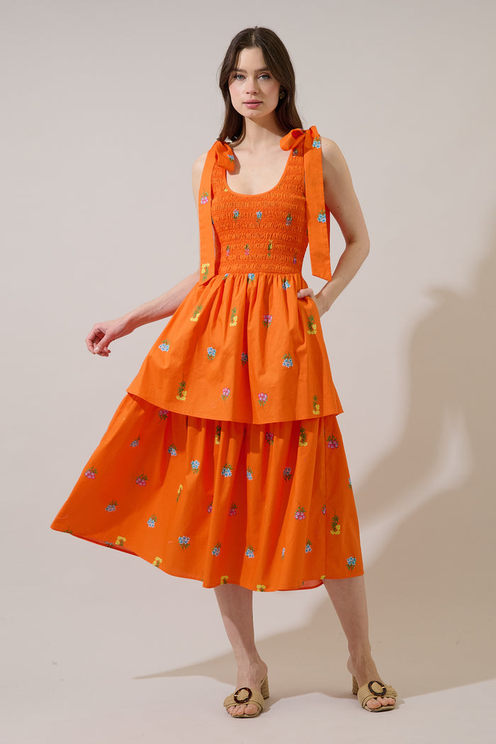 Kasia Smocked Midi Dress Denvie Floral