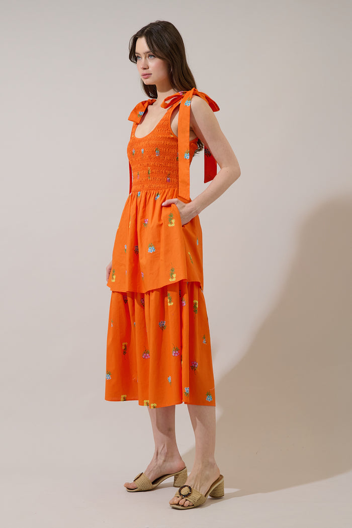 Kasia Smocked Midi Dress Denvie Floral