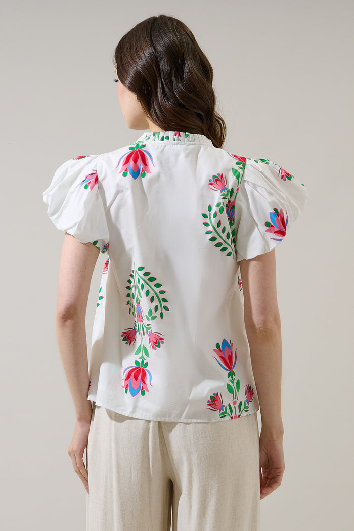 Keni Split Neck Top Saury Floral
