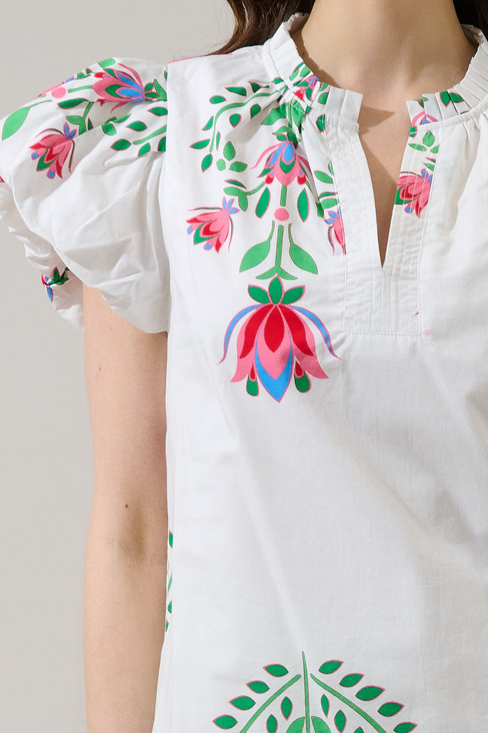 Keni Split Neck Top Saury Floral