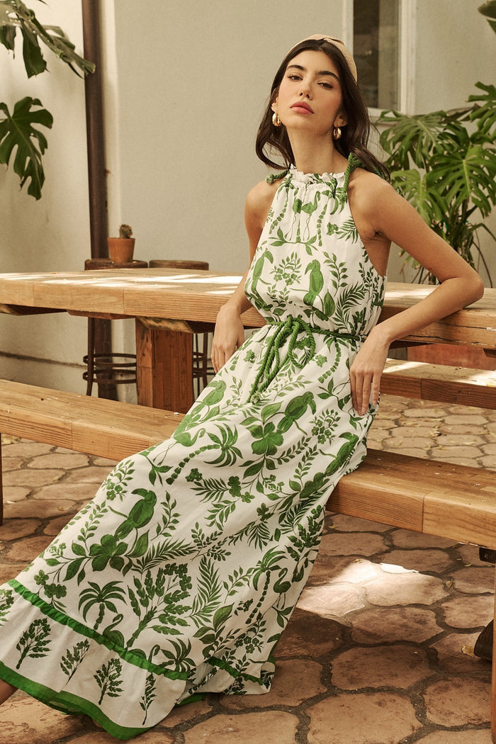 Kimana Floral Halter Neck Maxi Dress