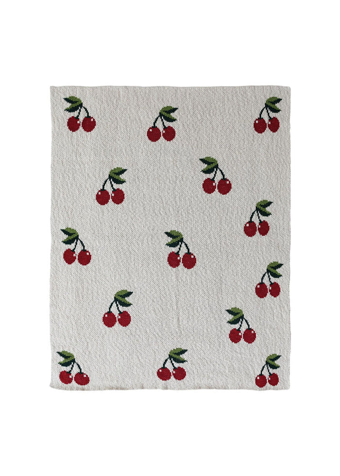 Knit Baby Blanket - Cherries