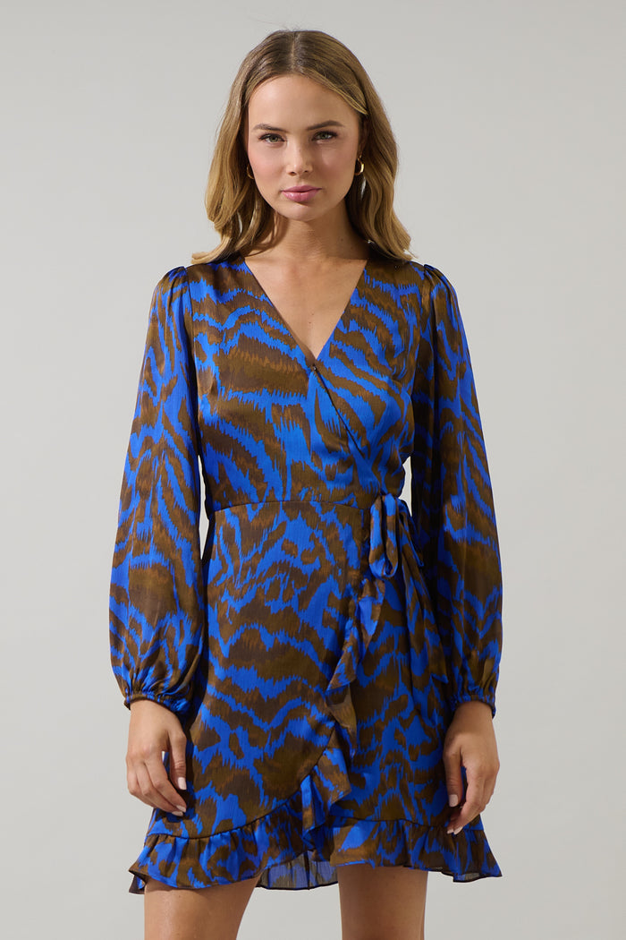 Krista Abstract Mini Wrap Dress