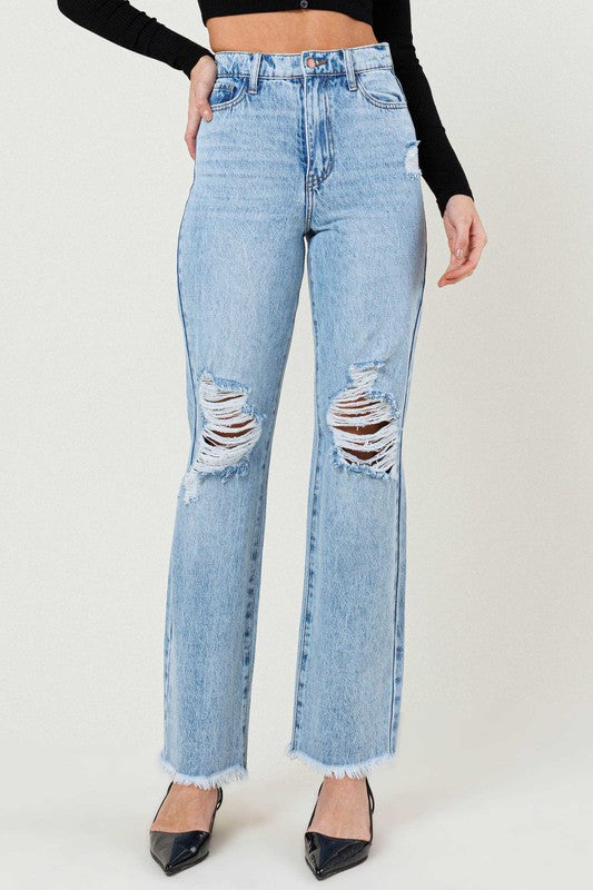 Kristi Distressed Wide Leg - SexyModest Boutique