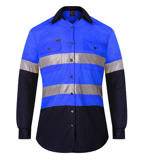 Ladies 2 Tone Vented Light Weight Open Front