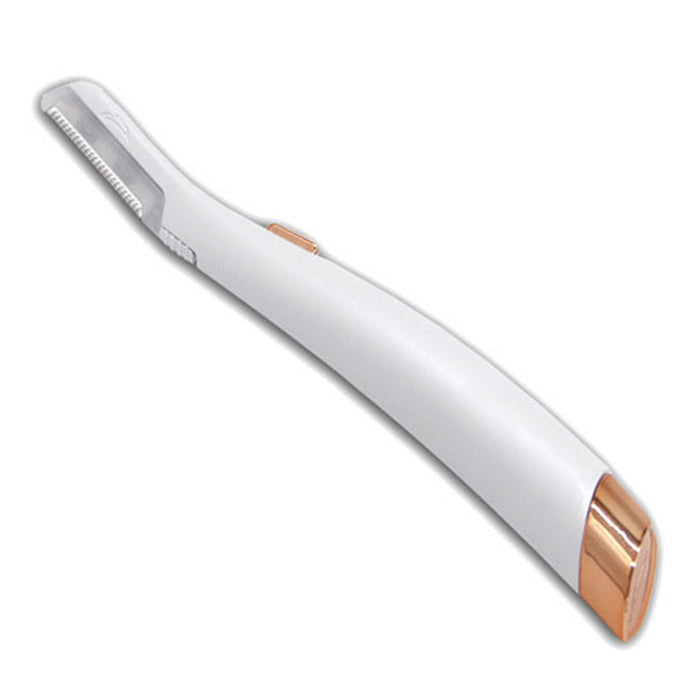 Ergonomic facial shaver handle with polished accents and LED light for improved visibility around delicate facial areas daily