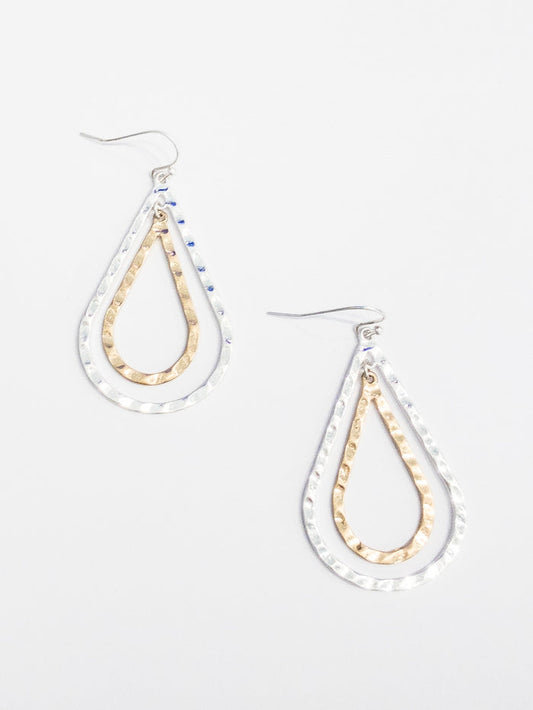 Lara dangle earrings with a gold and silver feature hanging
