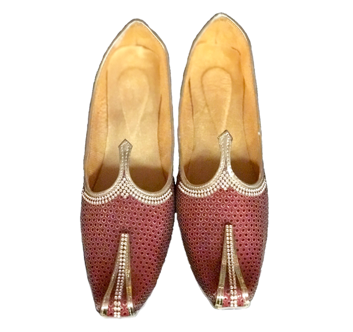 Leather Maroon Mojari Heritage India Fashions