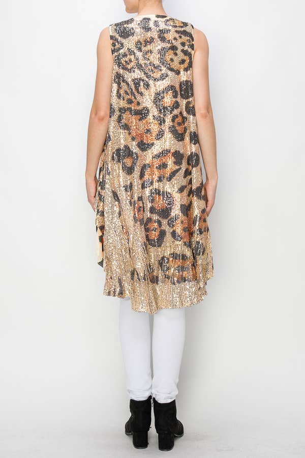Style the Leopard Print Sequin Vest exclusively at Born To Glam