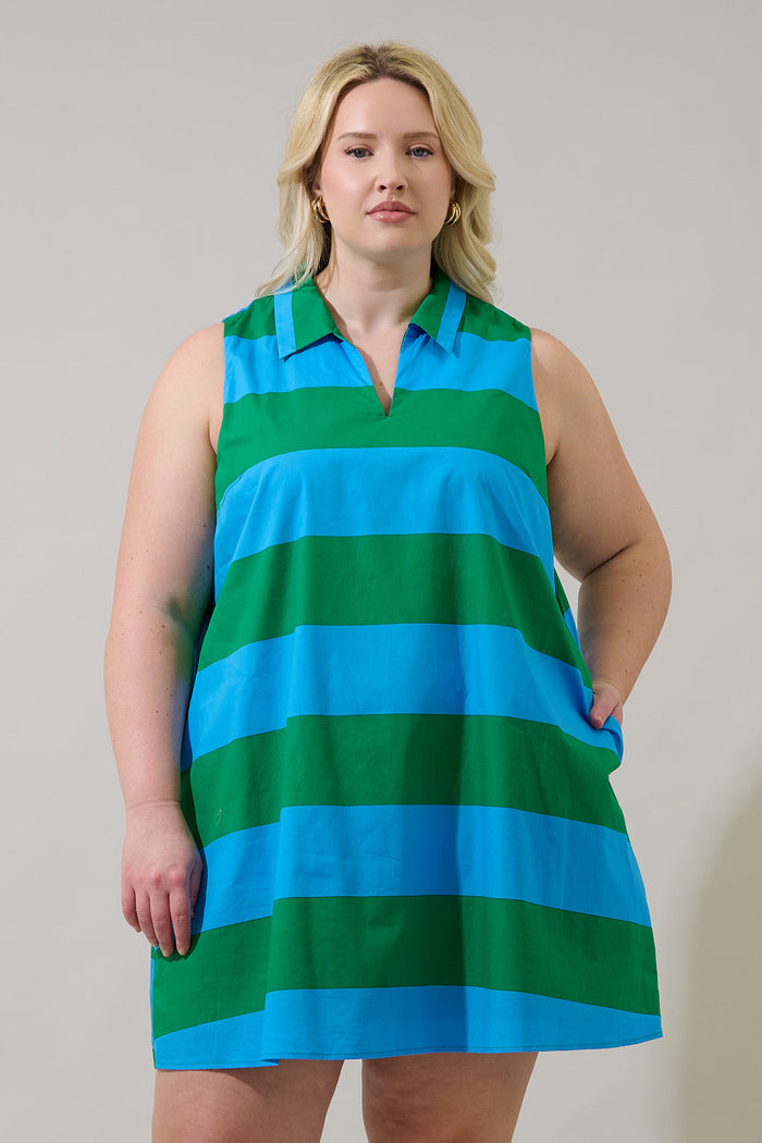 Lexya Collared Shift Mini Dress Valdy Stripe Curve
