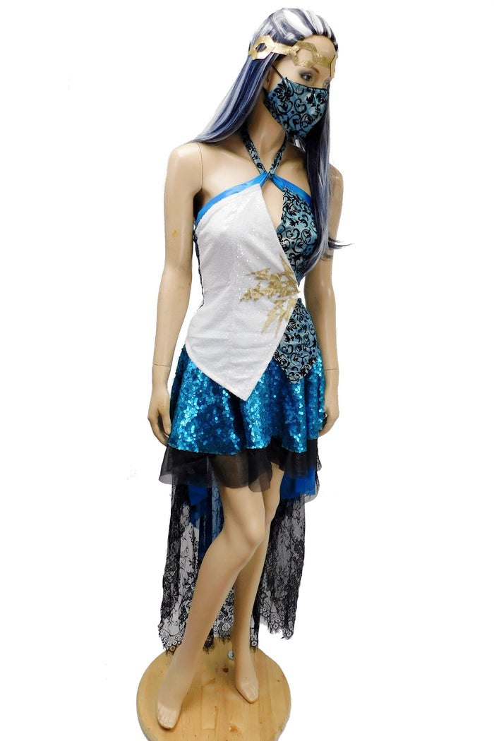 Lightning Bolt Two Piece Top and Skirt Gothic School Girl Cosplay Costume