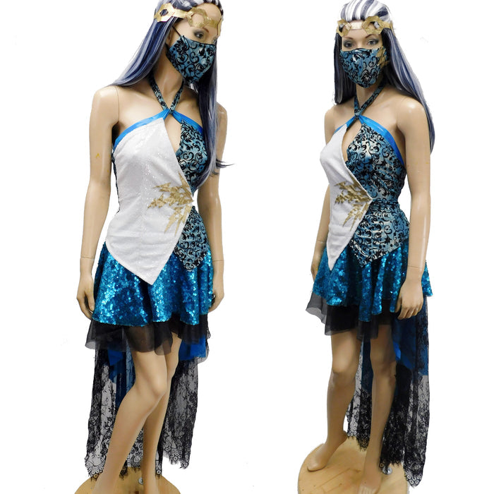 Lightning Bolt Two Piece Top and Skirt Gothic School Girl Cosplay Costume