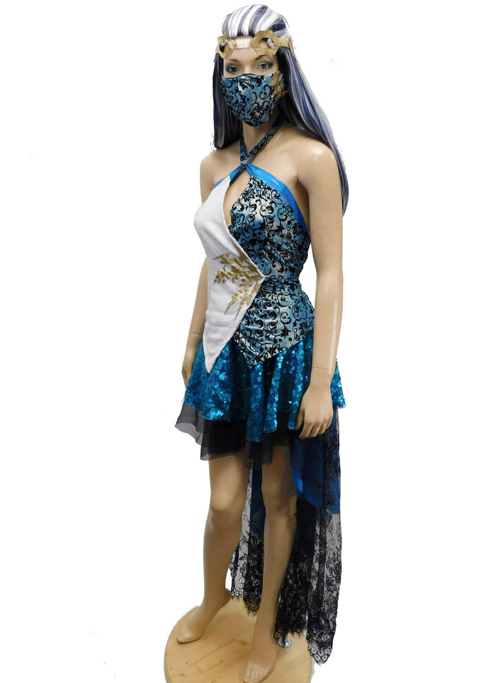 Lightning Bolt Two Piece Top and Skirt Gothic School Girl Cosplay Costume