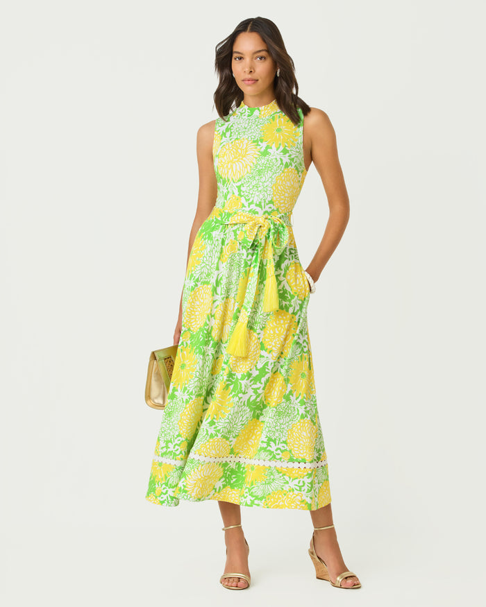 Lilly Pulitzer Colman Midi Dress - Crocodile Green Mumbo Jumbo