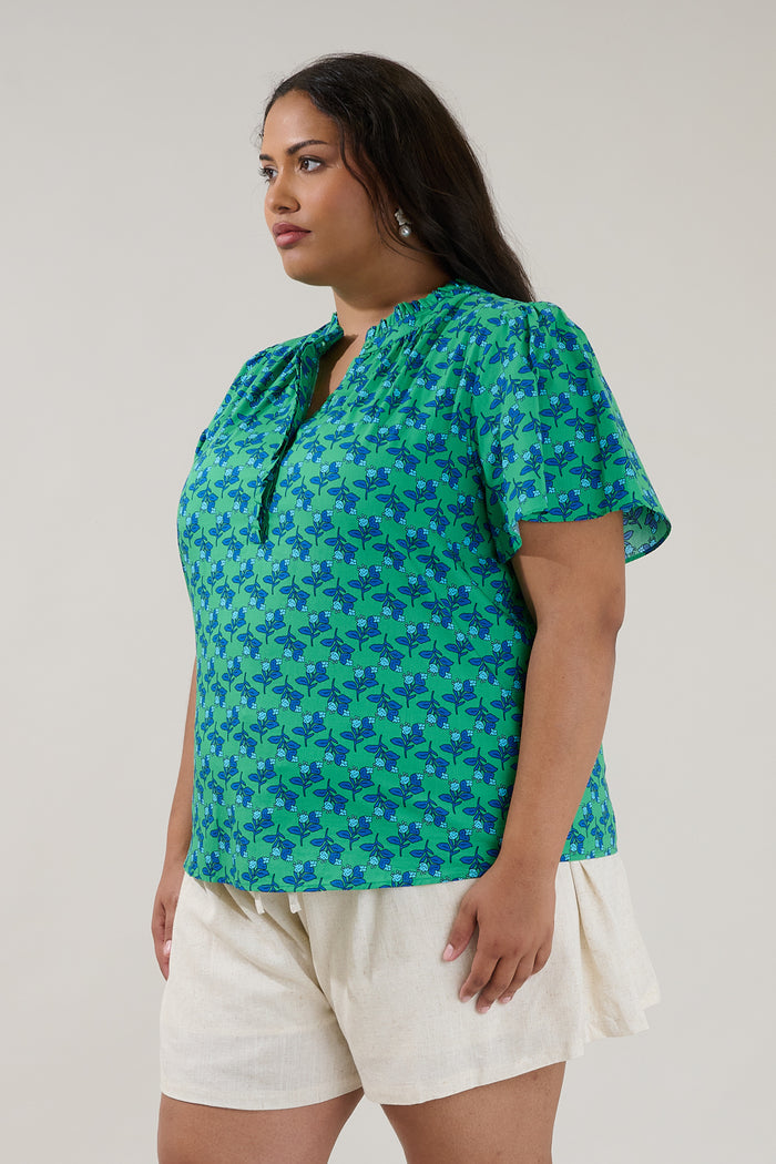 Lily Ruffle Blouse Floral Curve