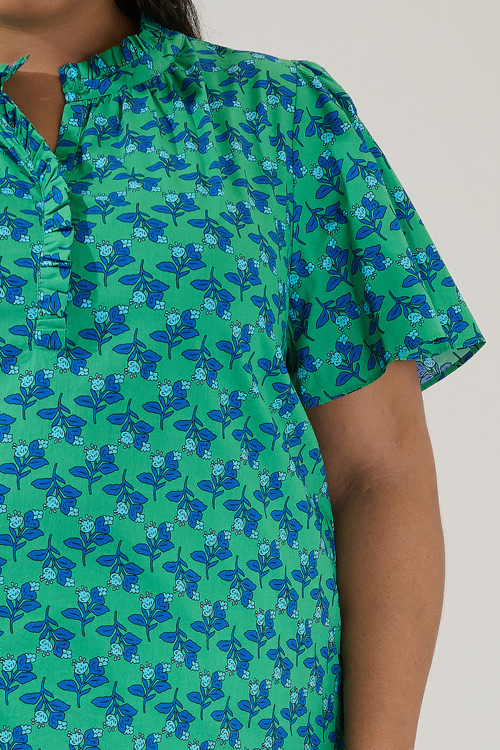 Lily Ruffle Blouse Floral Curve