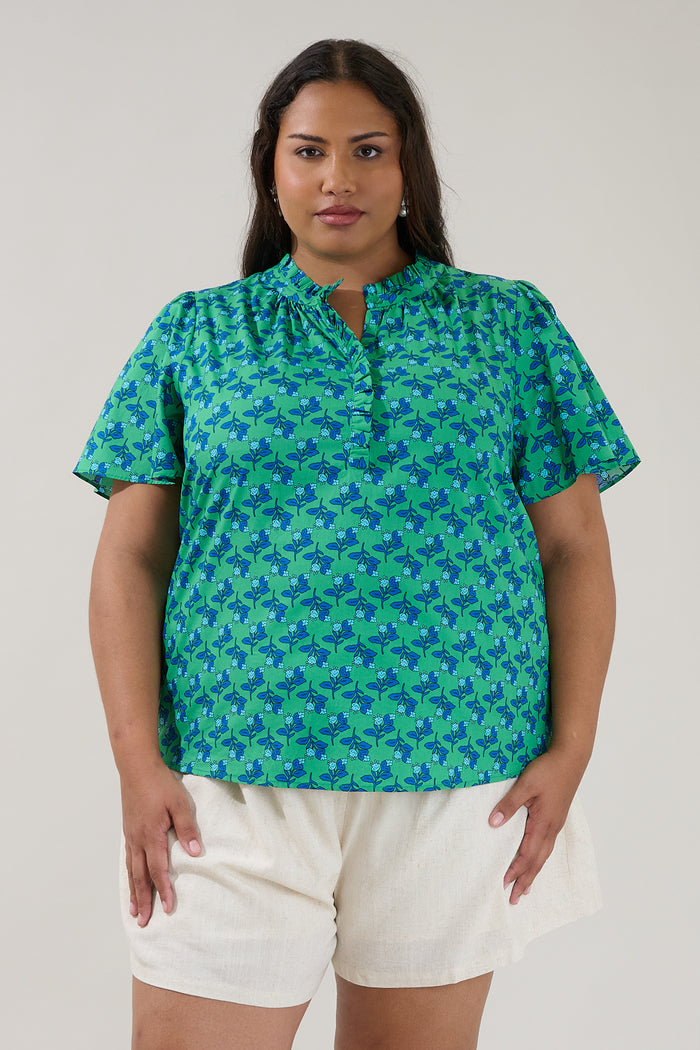 Lily Ruffle Blouse Floral Curve