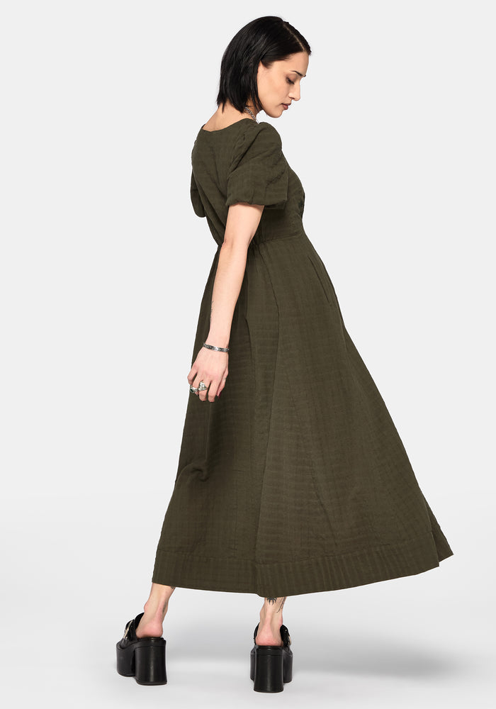 Limos Dobby Check Embroidered Midaxi Dress