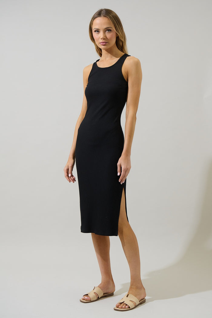 Lisbon Ribbed Knit Tank Midi Dress