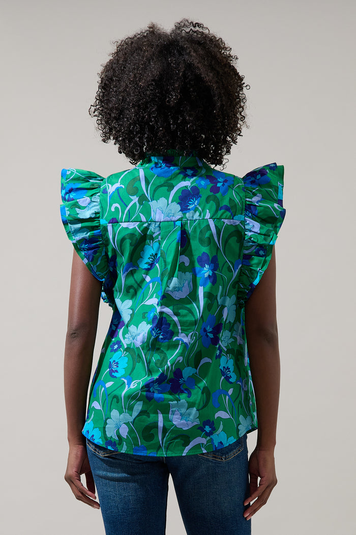 Lomeli Floral Sleeveless Ruffle Top