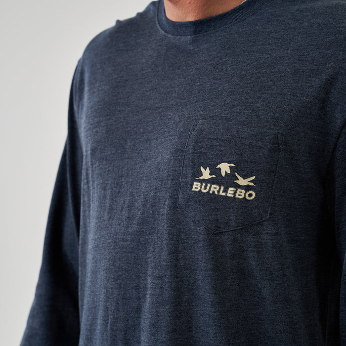 Long Sleeve Tee - BURLEBO Shotgun - Heather Navy