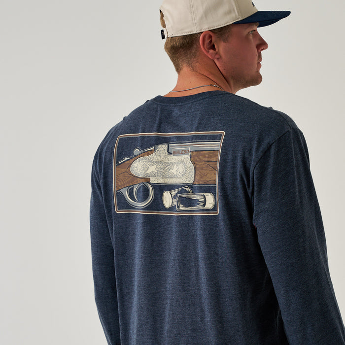 Long Sleeve Tee - BURLEBO Shotgun - Heather Navy