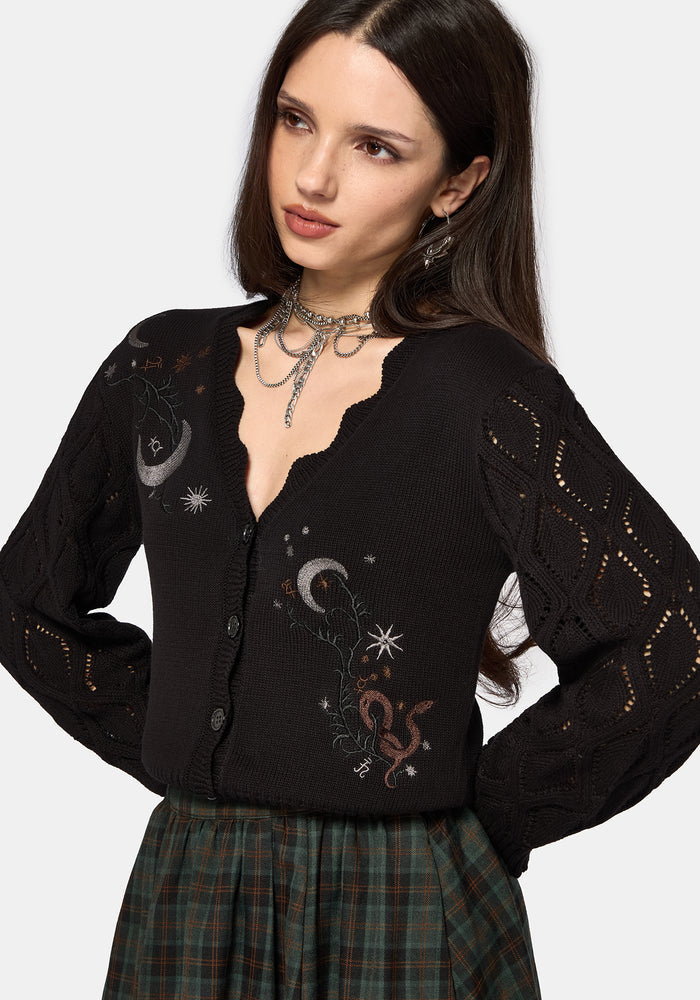 Lumi Celestial Embroidered Knit Cardigan