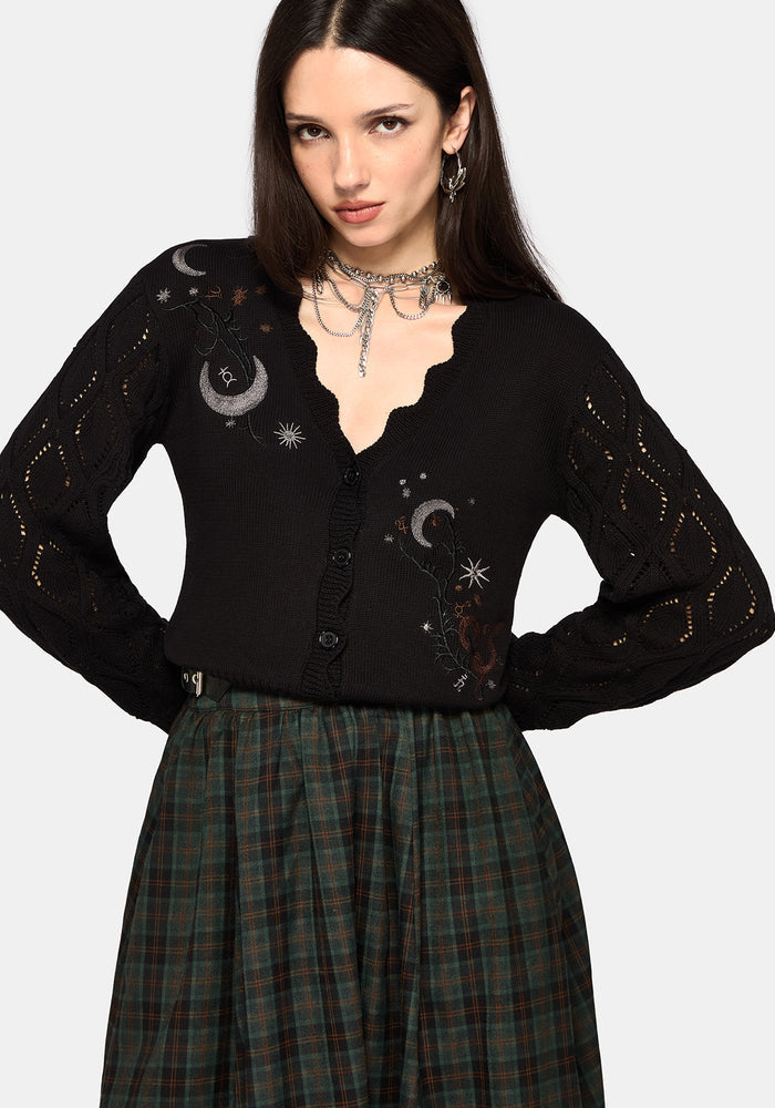 Lumi Celestial Embroidered Knit Cardigan