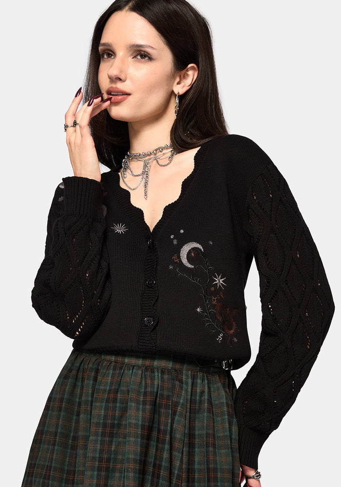 Lumi Celestial Embroidered Knit Cardigan