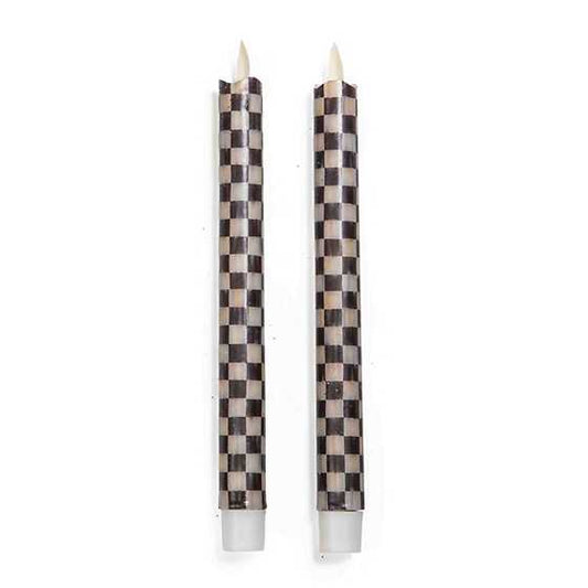 Courtley check dinner candles black and white check flameless dinner candles