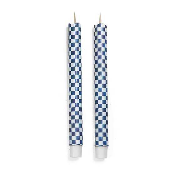 blue check flameless dinner candles