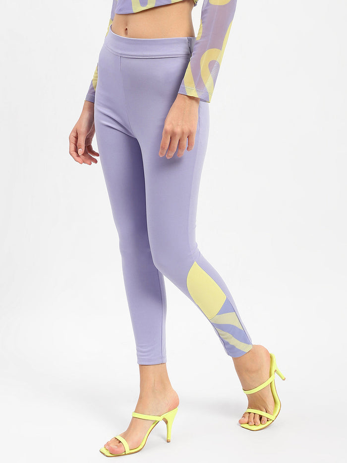 Madame Lilac Mid Rise Elastic Waist Jeggings