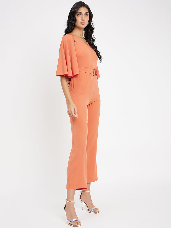 Madame Orange V Neck Jumpsuit