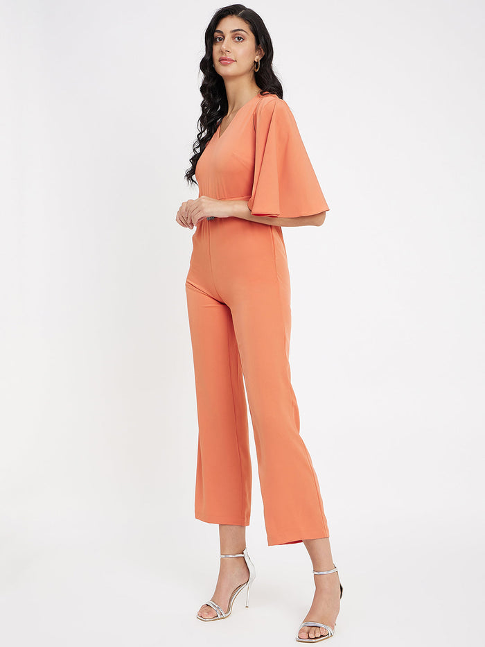 Madame Orange V Neck Jumpsuit