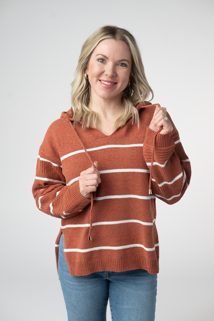 Maddie Striped Hoodie - Pumpkin Spice by Michelle Mae