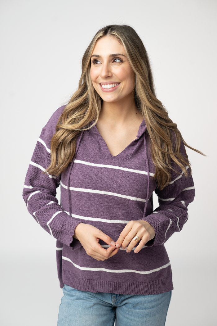 Maddie Striped Hoodie - Purple by Michelle Mae