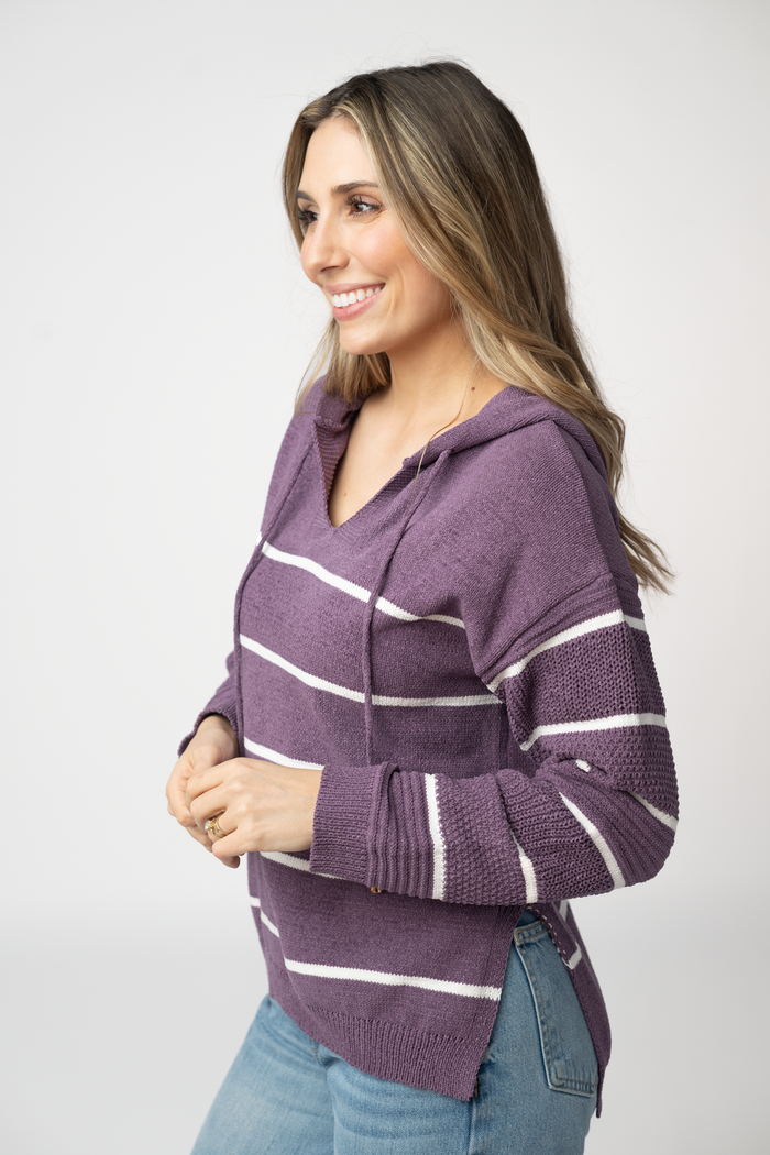 Maddie Striped Hoodie - Purple by Michelle Mae
