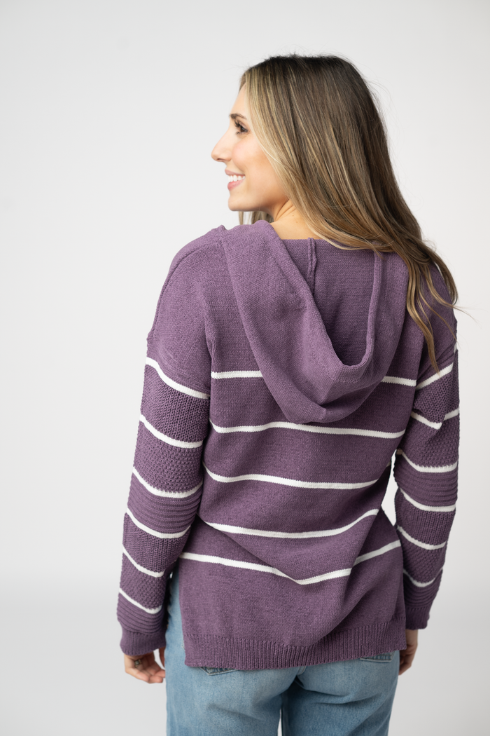 Maddie Striped Hoodie - Purple by Michelle Mae