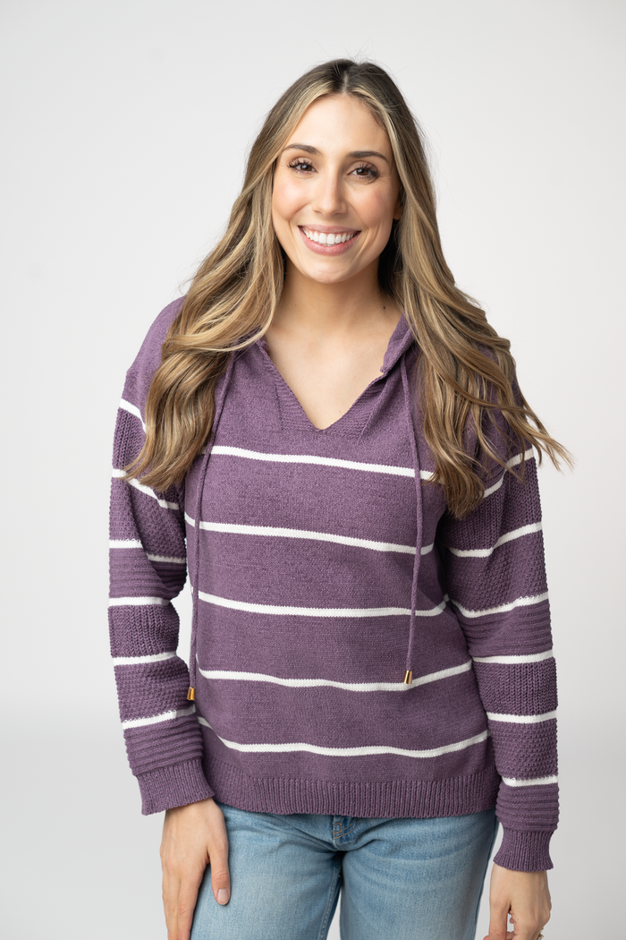 Maddie Striped Hoodie - Purple by Michelle Mae