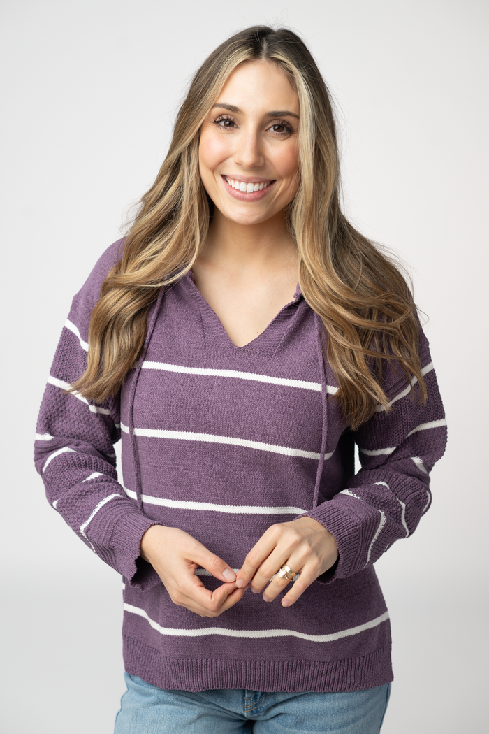 Maddie Striped Hoodie - Purple by Michelle Mae
