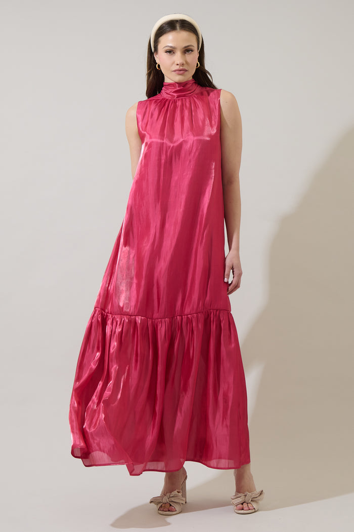 Maeva Organza Mockneck Maxi Dress