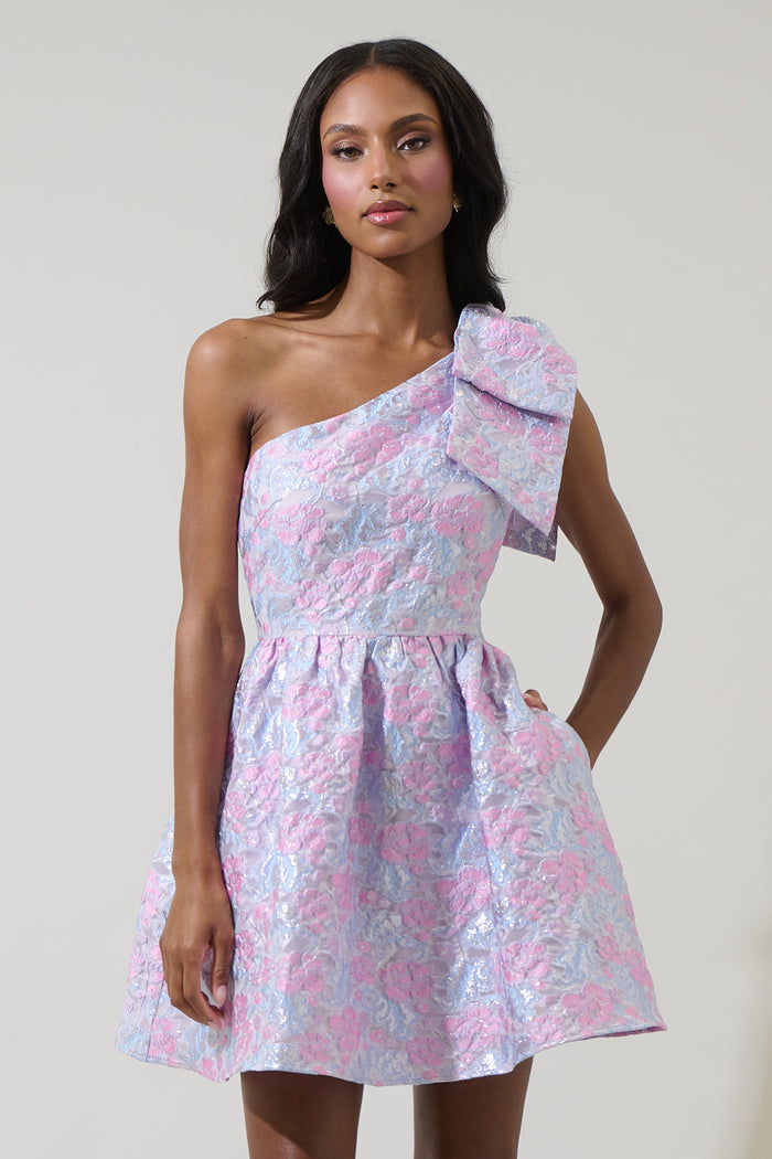 Mandy Jacquard Ivine Bow Mini Dress