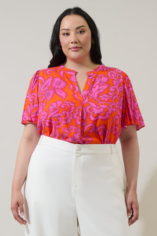 Marinda Floral Mivie Pleated Top Curve