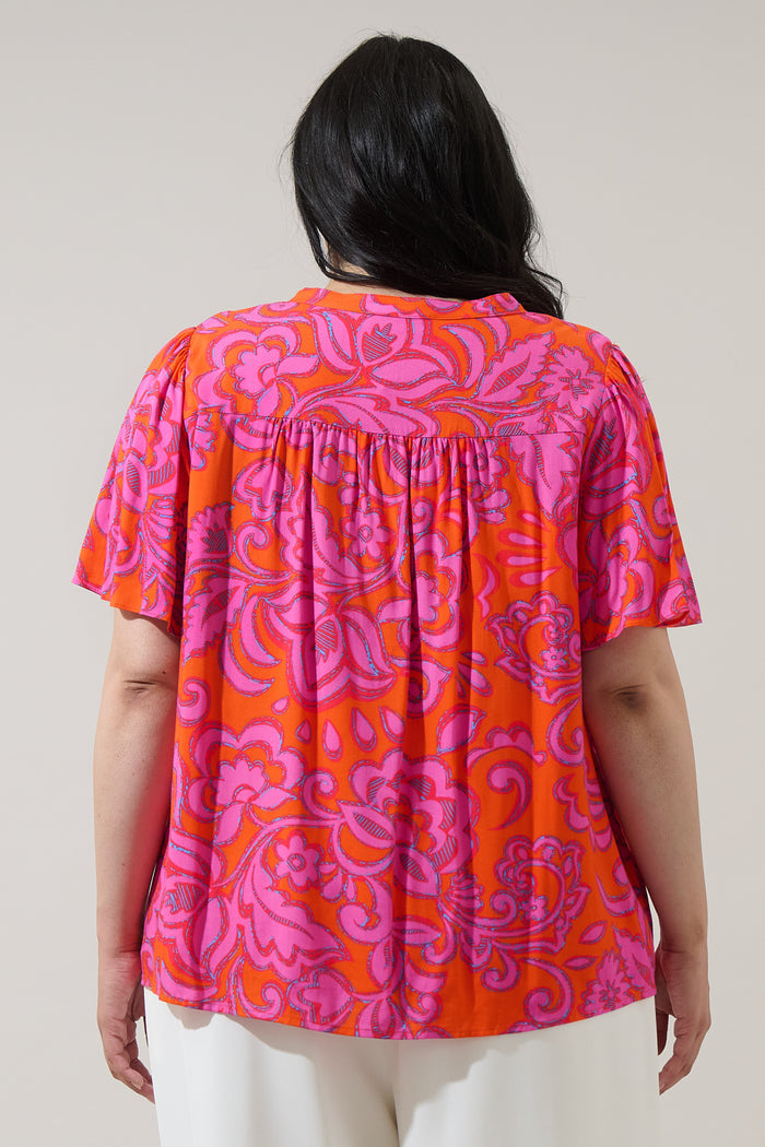 Marinda Floral Mivie Pleated Top Curve