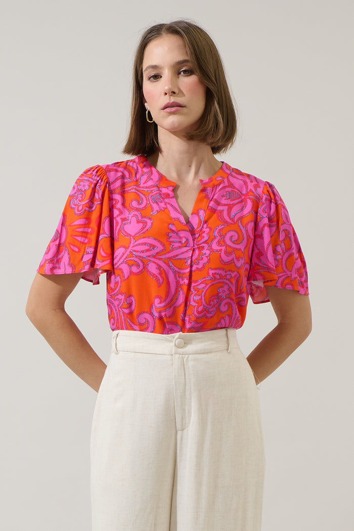 Marinda Floral Mivie Pleated Top